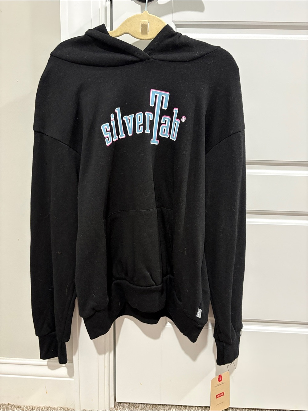 Levi's Black Hoodie with Blue & Pink SilverTab Logo